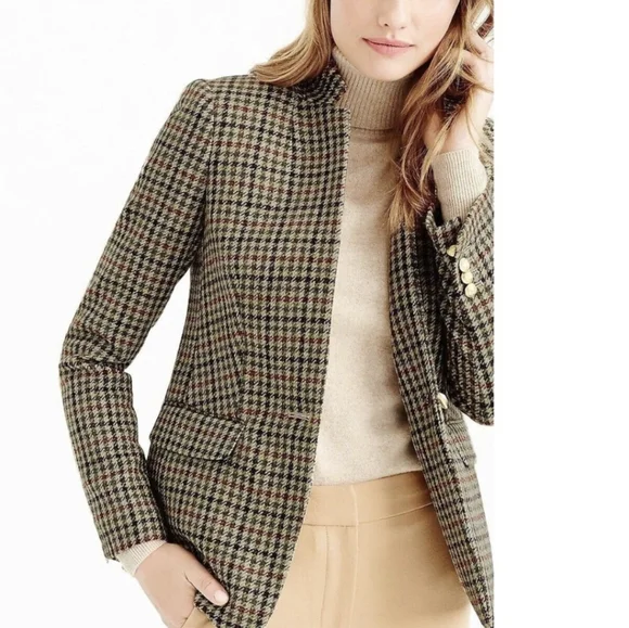 J.crew Regent Blazer with Moon London Fabric Houndstooth Tweed 100% Wool Blazer - Picture 8 of 9